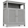Airfind Wood Freestanding Bathroom Storage Cabinet with Double Shutter Door, 77 lbs Capacity, P2 MDF Frame, 23.5in x 12in x 31.5in Footprint, Gray