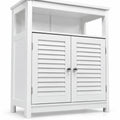 Airfind Wood Freestanding Bathroom Storage Cabinet with Double Shutter Door, 77 lbs Capacity, P2 MDF Frame, 23.5in x 12in x 31.5in Footprint, White
