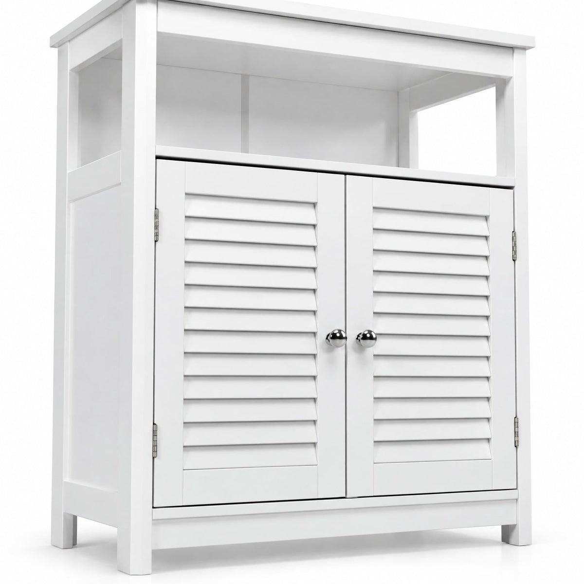 Airfind Wood Freestanding Bathroom Storage Cabinet with Double Shutter Door, 77 lbs Capacity, P2 MDF Frame, 23.5in x 12in x 31.5in Footprint, White