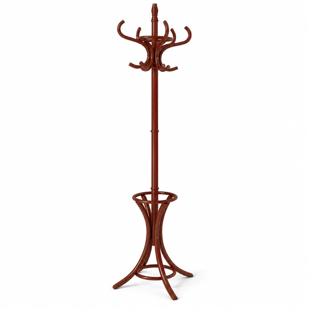 Airfind Wood Standing Hat Coat Rack with Umbrella Stand, 22 lbs Capacity, 16in x 16in x 73in Footprint, Brown