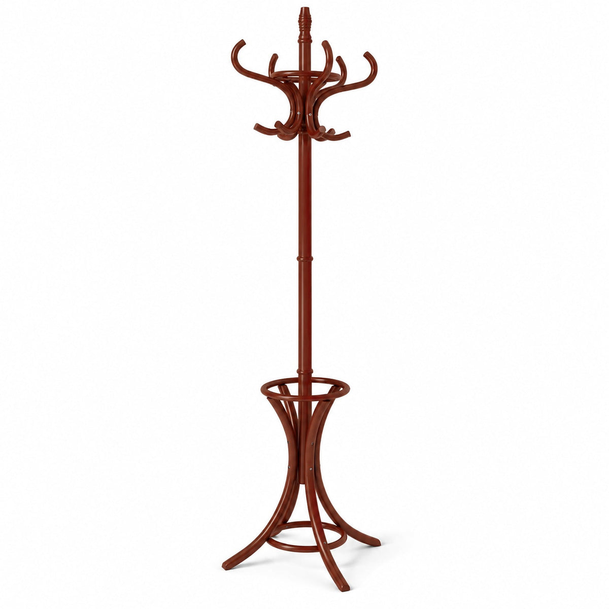 Airfind Wood Standing Hat Coat Rack with Umbrella Stand, 22 lbs Capacity, 16in x 16in x 73in Footprint, Brown