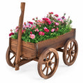 Airfind Wood Wagon Planter Pot Stand with Wheels, Fir wood Frame, 47.2 Inch x 17.0 Inch x 21.0 Inch Footprint, Wood