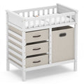 Airfind Wooden Baby Changing Table Diaper Changing Station with 3 Fabric Storage Drawers, 30 lbs Capacity, Engineered Wood Pine PEVA Foam Frame