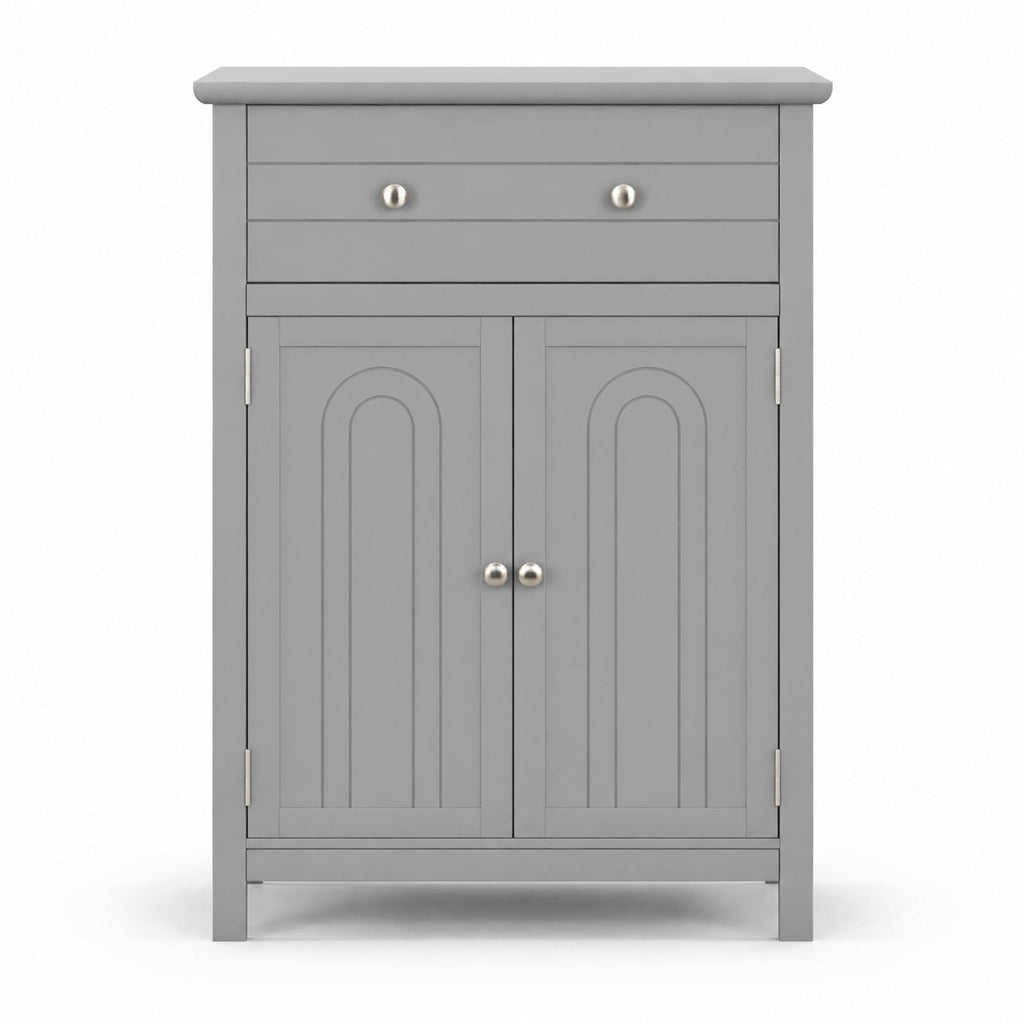Airfind Wooden Bathroom Floor Cabinet with Drawer and Adjustable Shelf, 110 lbs Capacity, MDF Frame, 23.5in x 12in x 31.5in Footprint, Grey