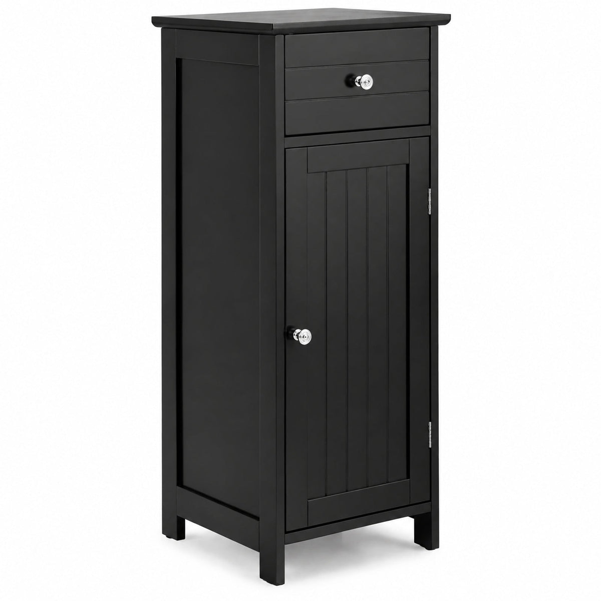 Airfind Wooden Bathroom Floor Storage Cabinet with Drawer and Shelf, 22 lbs Capacity, MDF Frame, 14 Inch x 12 Inch x 34.5 Inch Footprint, Black