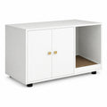 Airfind Wooden Cat Litter Box Enclosure Hidden Litter Box Furniture with Scratching Board, Engineered Board MDF Frame, White