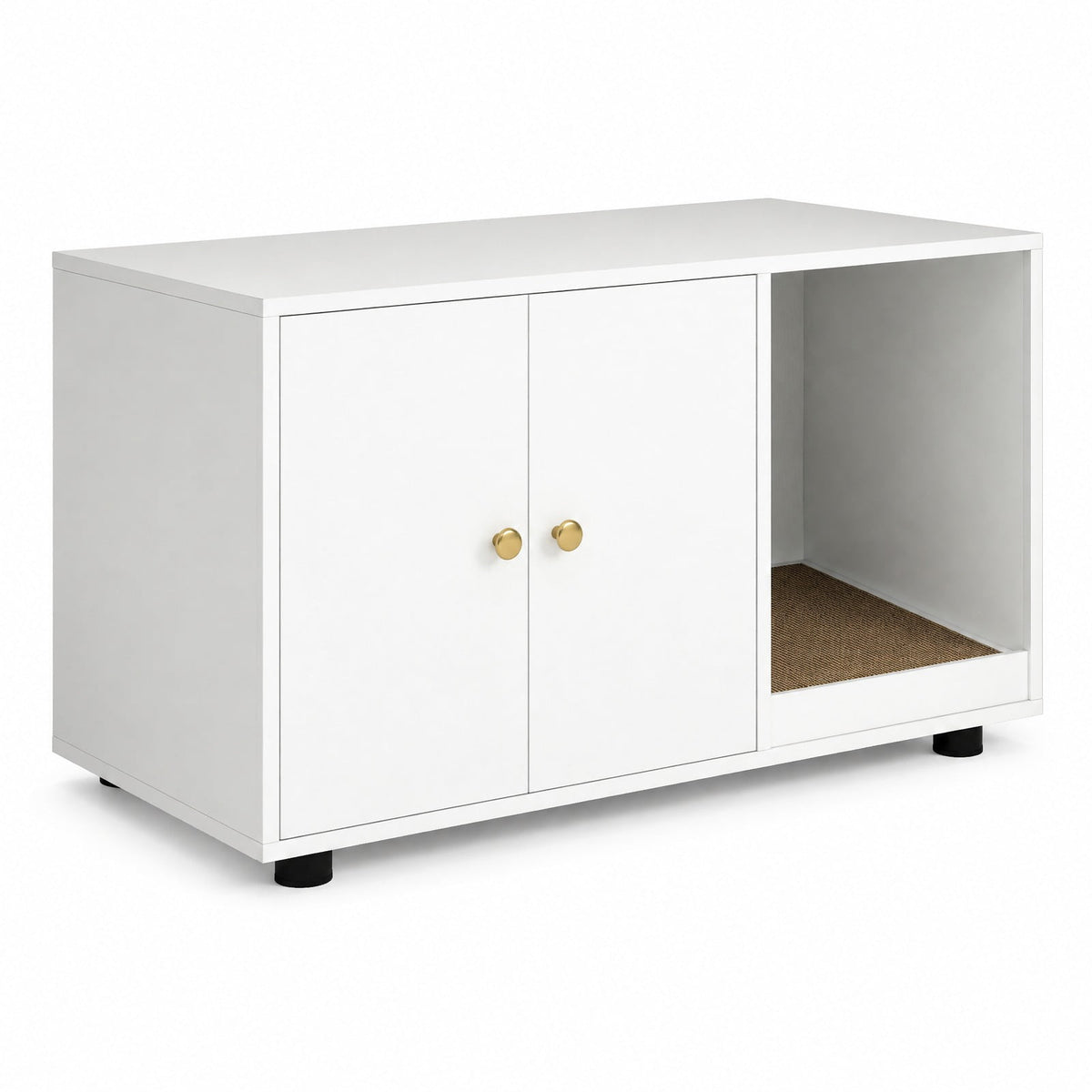 Airfind Wooden Cat Litter Box Enclosure Hidden Litter Box Furniture with Scratching Board, Engineered Board MDF Frame, White