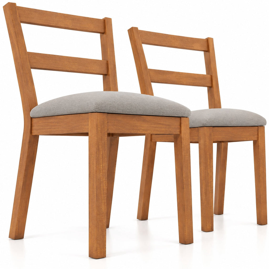 Airfind Wooden Dining Chair Set of 2 Farmhouse Kitchen Chair with Upholstered Seat, 400 lbs Capacity, Rubber Wood Frame, Brown