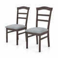 Airfind Wooden Dining Chair Set of 2 Linen Fabric Upholstered Kitchen Chairs Farmhouse Side Accent Chairs, Chair 265 lbs Capacity, Coffee+Grey