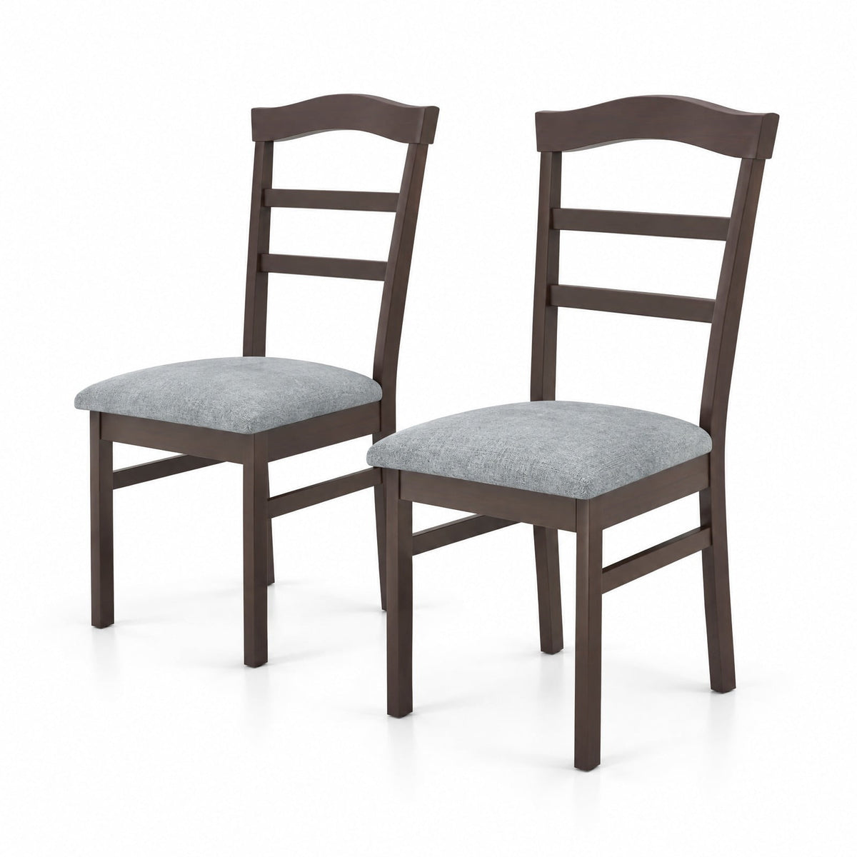Airfind Wooden Dining Chair Set of 2 Linen Fabric Upholstered Kitchen Chairs Farmhouse Side Accent Chairs, Chair 265 lbs Capacity, Coffee+Grey