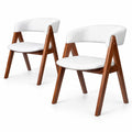 Airfind Wooden Dining Chair Set of 2 Mid-Century Modern Sherpa Upholstered Kitchen Dining Room Chairs, Chair 280 lbs Capacity, Walnut