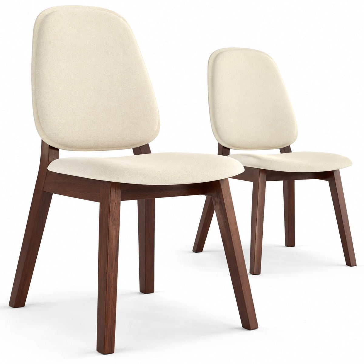 Airfind Wooden Dining Chair Set of 2 Mid-Century Modern Upholstered Side Armless Chair, Chair 330 lbs Capacity, 19in x 23in x 33in Footprint, Brown