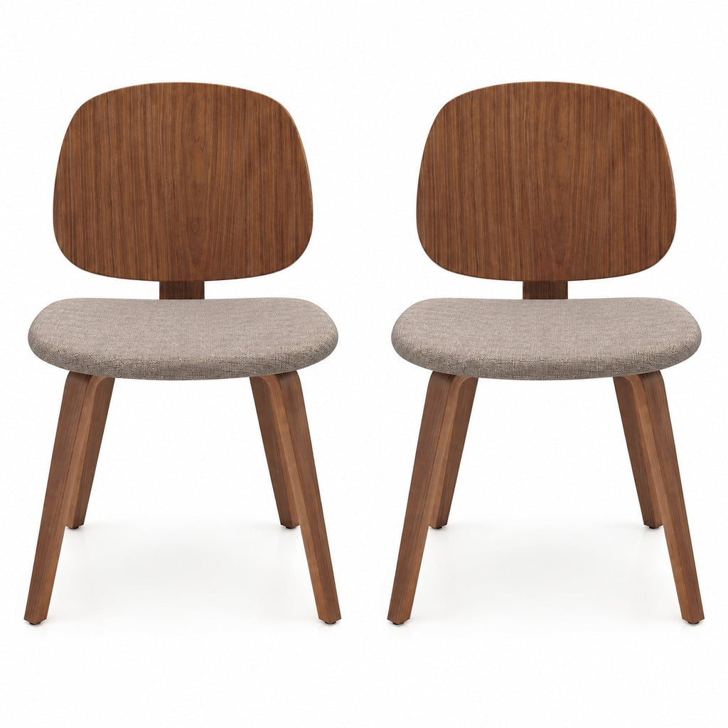 Airfind Wooden Dining Chair Set of 2 with Bentwood Frame and Padded Seat, 330 lbs Capacity, Bentwood Frame, 19in x 20in x 32in Footprint, Walnut