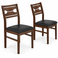Airfind Wooden Dining Chair Set of 2 with PU Leather Padded Seat and Rubber Wood Frame, 285 lbs Capacity, Rubber Wood Frame, Walnut
