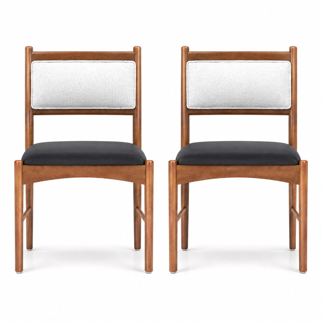 Airfind Wooden Dining Chair Set of 2 with Rubber Wood and Faux Sherpa Backrest, Chair 220 Lbs Capacity, 19 Inch X 20 Inch X 34 Inch, Walnut