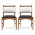 Airfind Wooden Dining Chair Set of 2 with Rubber Wood and Faux Sherpa Backrest, Chair 220 Lbs Capacity, 19 Inch X 20 Inch X 34 Inch, Walnut