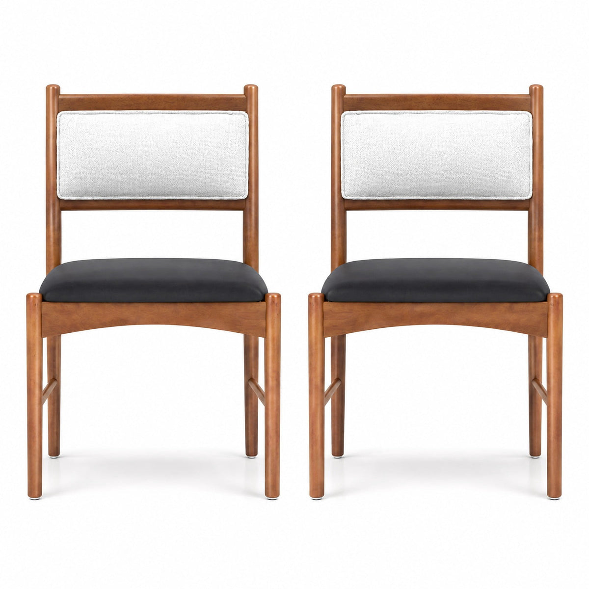 Airfind Wooden Dining Chair Set of 2 with Rubber Wood and Faux Sherpa Backrest, Chair 220 Lbs Capacity, 19 Inch X 20 Inch X 34 Inch, Walnut