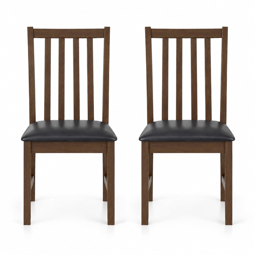 Airfind Wooden Dining Chair Set of 2 with Rubber Wood Frame and Padded Seat, Chair 330 lbs Capacity, Rubber Wood MDF Sponge PVC Leather Frame, Brown