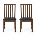 Airfind Wooden Dining Chair Set of 2 with Rubber Wood Frame and Padded Seat, Chair 330 lbs Capacity, Rubber Wood MDF Sponge PVC Leather Frame, Brown