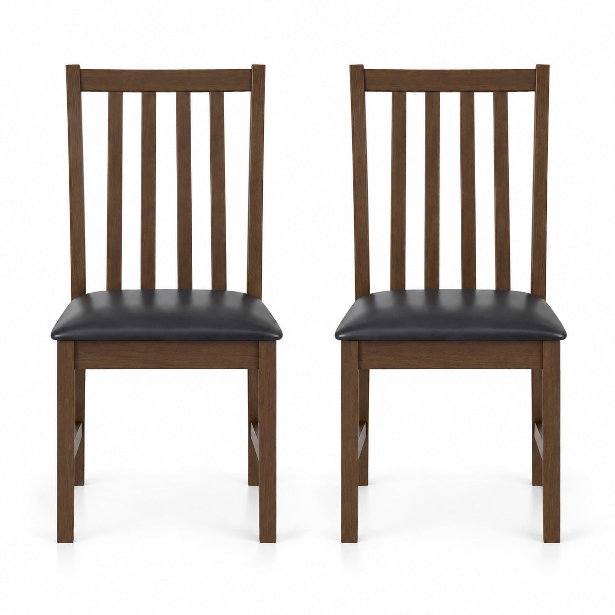 Airfind Wooden Dining Chair Set of 2 with Rubber Wood Frame and Padded Seat, Chair 330 lbs Capacity, Rubber Wood MDF Sponge PVC Leather Frame, Brown