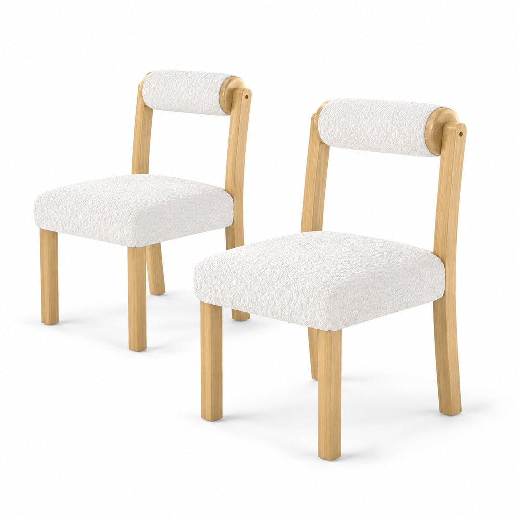 Airfind Wooden Dining Chair with Rubber Wood Frame and Cylinder Back Set of 2, 330 lbs Capacity, 20 Inch x 23.5 Inch x 34 Inch Footprint, White