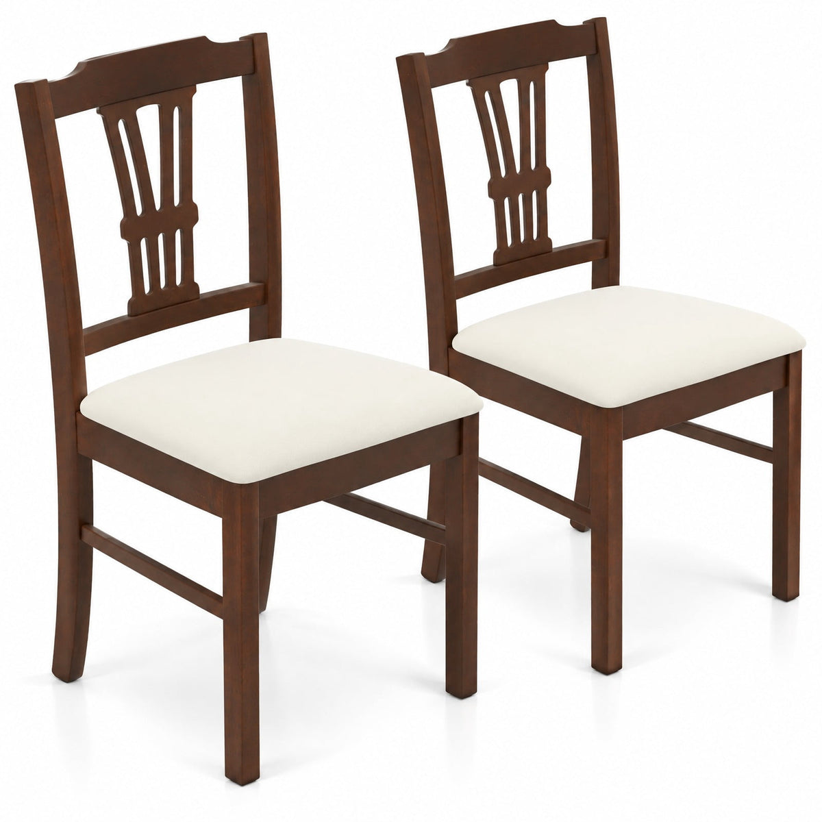 Airfind Wooden Dining Chairs Set of 2 Upholstered Kitchen Chairs with Solid Rubber Wood Frame, 330 lbs Capacity, 18.5 x 17 x 35 Footprint, Beige