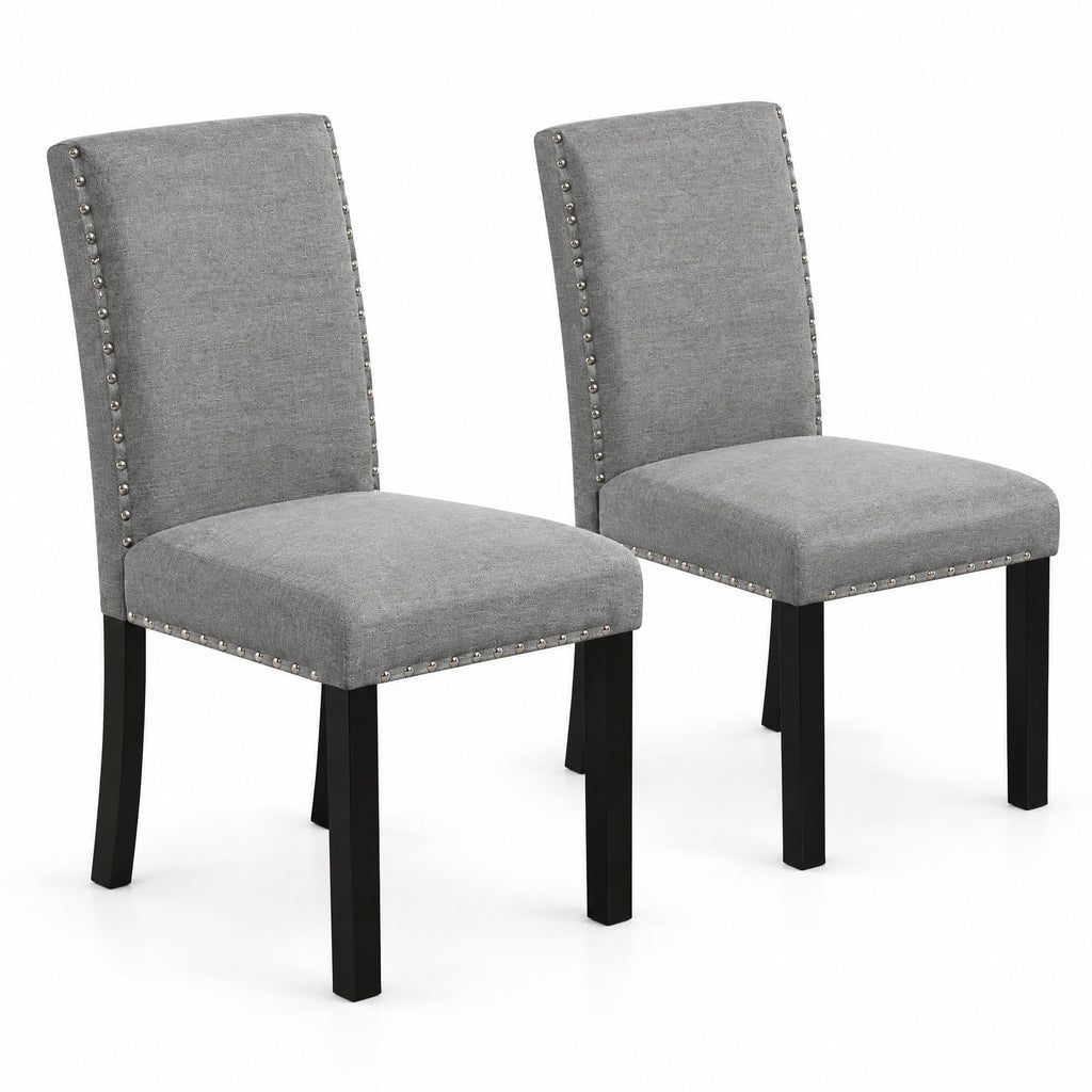 Airfind Dining Chairs Set of 2 Upholstered Accent Chairs with Bent Wood Legs and Nailhead Trim for Kitchen Cafe, 400 lb, Gray