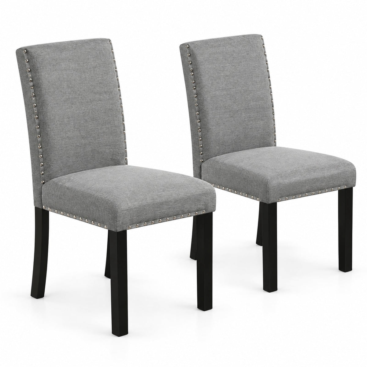 Airfind Dining Chairs Set of 2 Upholstered Accent Chairs with Bent Wood Legs and Nailhead Trim for Kitchen Cafe, 400 lb, Gray