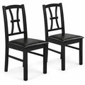 Airfind Wooden Dining Chairs Set of 2 with Faux Leather Padded Seat for Kitchen, 400 lbs Capacity, Rubber Wood Frame, Black