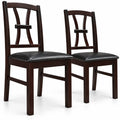 Airfind Wooden Dining Chairs Set of 2 with Faux Leather Padded Seat for Kitchen, 400 lbs Capacity, Rubber Wood Frame, Brown
