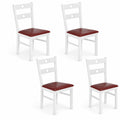 Airfind Wooden Dining Chairs Set of 4 Armless Kitchen Chairs with Hollowed Backrest, 330 lbs Capacity, Rubber Wood PU Leather Sponge MDF Frame