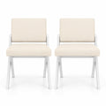 Airfind Wooden Dining Chairs Set of 2 with Solid Rubber Wood Frame and Thick Padded Cushions for Kitchen and Dining Room, White