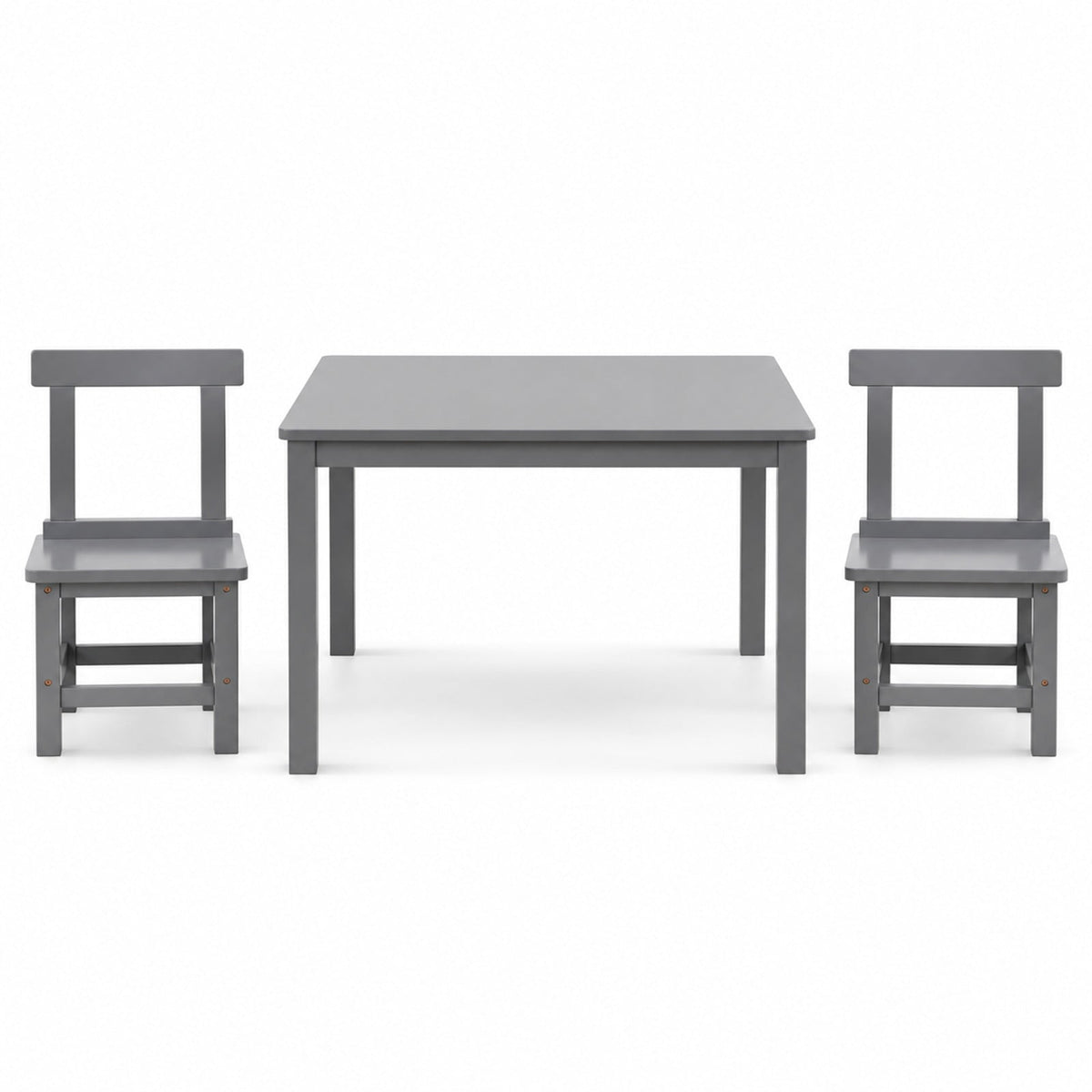 Airfind Wooden Kids Table and 2 Chairs Set with Anti-slip Foot Pads, Rubber Wood Acacia Wood MDF Frame, 30 x 30 x 22 inch Footprint, Gray