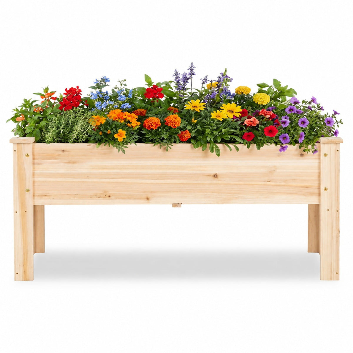 Airfind Wooden Raised Garden Bed with Legs 175 LBS Heavy-Duty Elevated Planter Box with Drainage Holes, 175 lbs Capacity, Fir Wood Frame, Natural