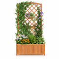 Airfind Wooden Raised Garden Bed with Trellis 63 Inch Tall Garden Planter, 80 kg Capacity, Acacia Wood Frame, 31.5 x 15.7 x 63 Footprint, Natural