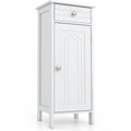 Airfind Wooden Storage Free-Standing Floor Cabinet with Drawer and Shelf, 132 lbs Capacity, MDF Frame, 14in x 12in x 34.5in Footprint, White