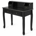 Airfind Writing Desk 2-Tier Vanity Desk Computer Desk with 4 Drawers, 287 lbs Capacity, MDF Frame, 31.5 x 16 x 37 Footprint, Black