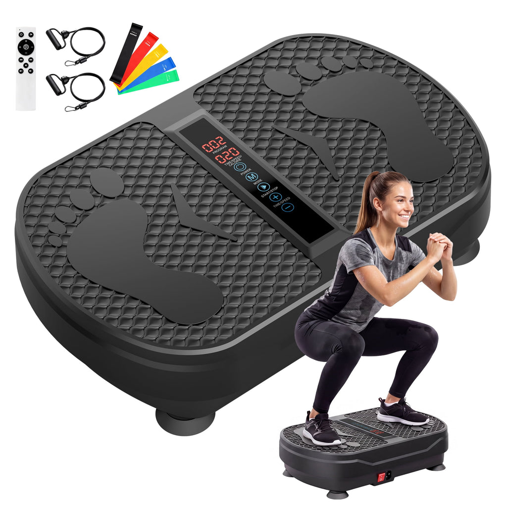 Airfind Vibration Plate Exercise Machine for Lymphatic Drainage,Bluetooth Speaker Weight Loss Whole Body Workout,with 2 Loops and 5 Resistance for Home Exercise Gym,450lb Capacity