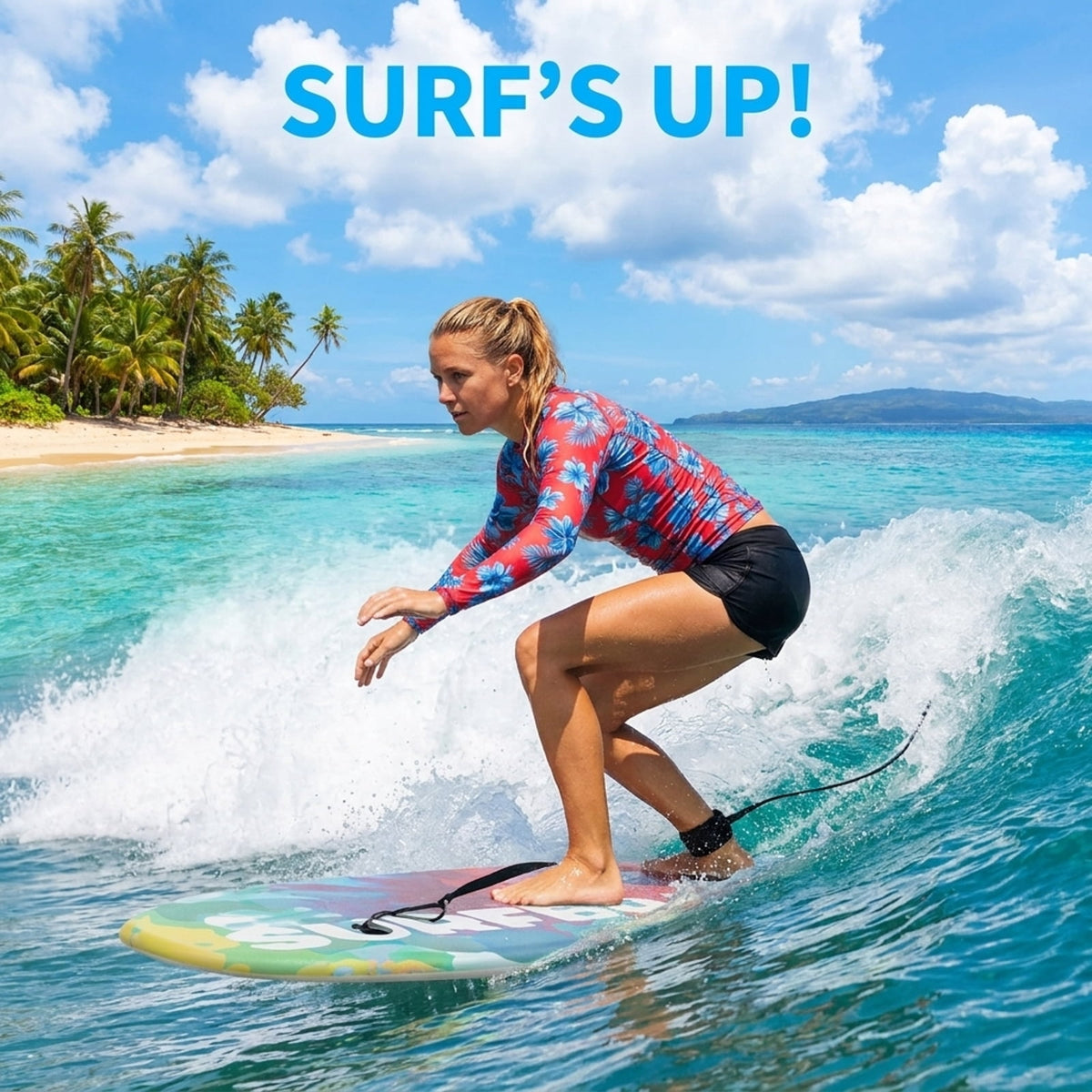 Airfind 33 Boogie Board with Wave Camo Graphic Deck ¡ª EPS Core, XPE Top, HDPE Slick Bottom, Crescent Tail, Coiled Wrist Leash