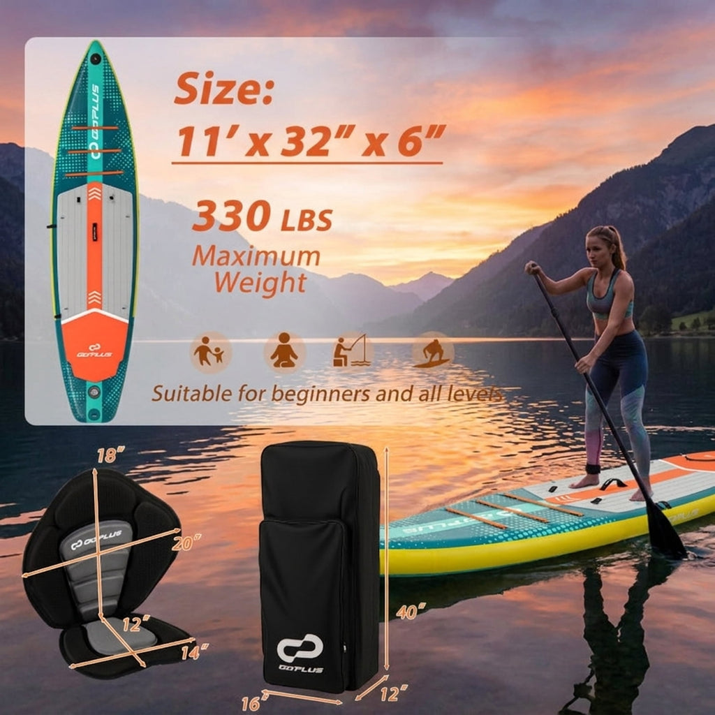 Airfind Inflatable Stand Up Paddle Board 10ft6 with Kayak Seat and Adjustable Paddle plus Safety Ankle Leash Carry Backpack and Hand Pump