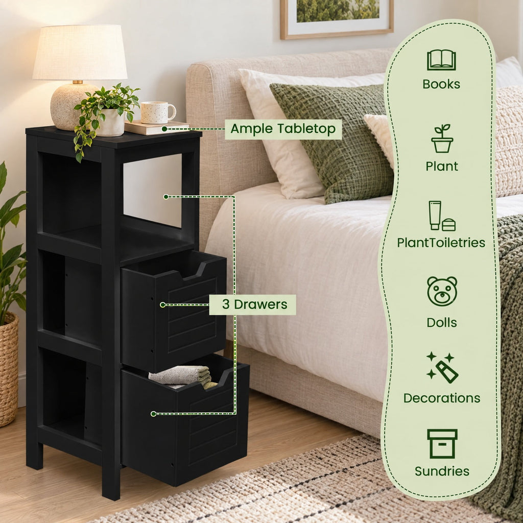 Airfind Bathroom Wooden Floor Cabinet Multifunction Storage Rack Stand Organizer, 11 lbs Capacity, P2 MDF NC paint Frame, Black