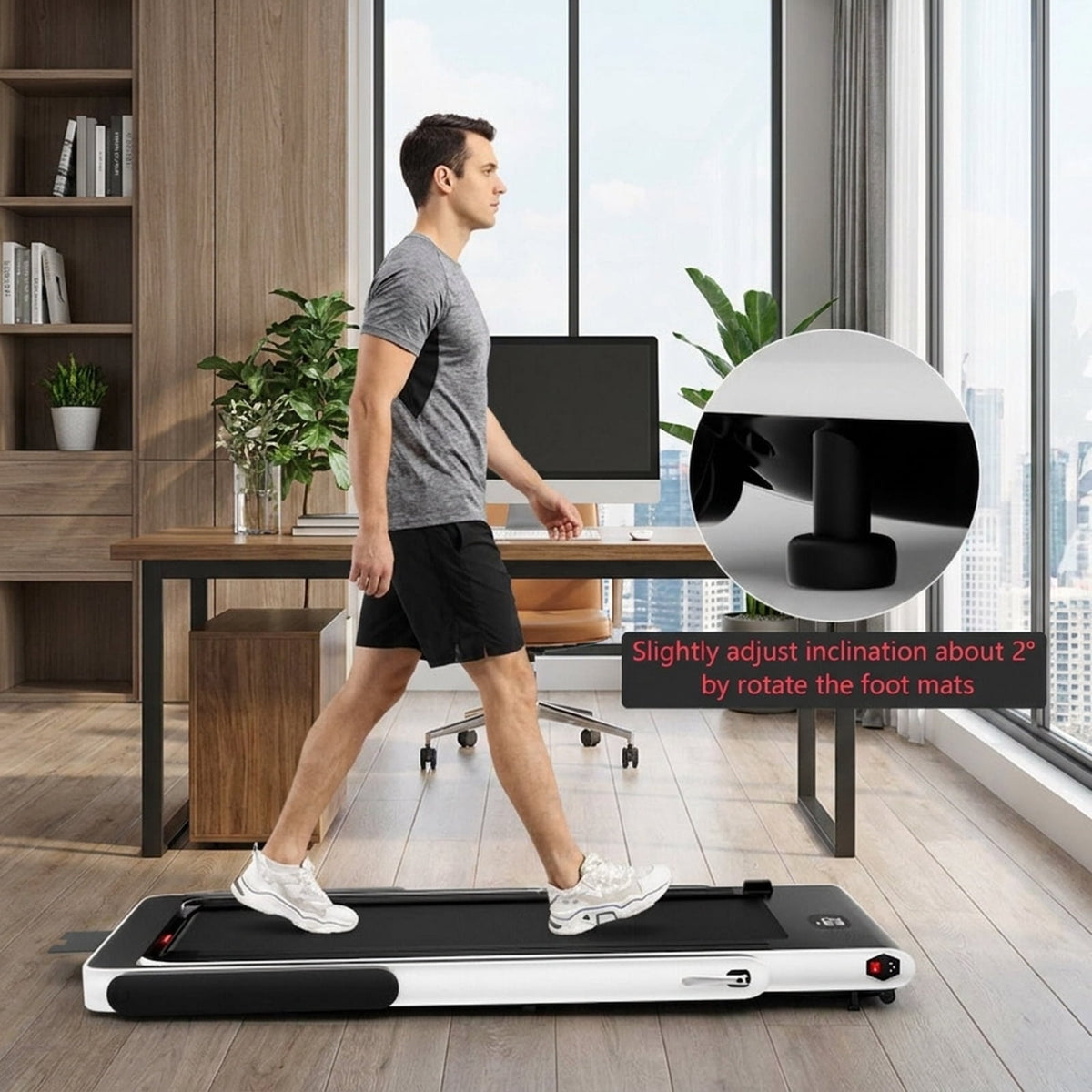 Airfind 2.25 HP 2-in-1 Walk-to-Run Folding Treadmill with App Sync and Audio Console Walking Treadmill for Home Supports 265 lbs, White