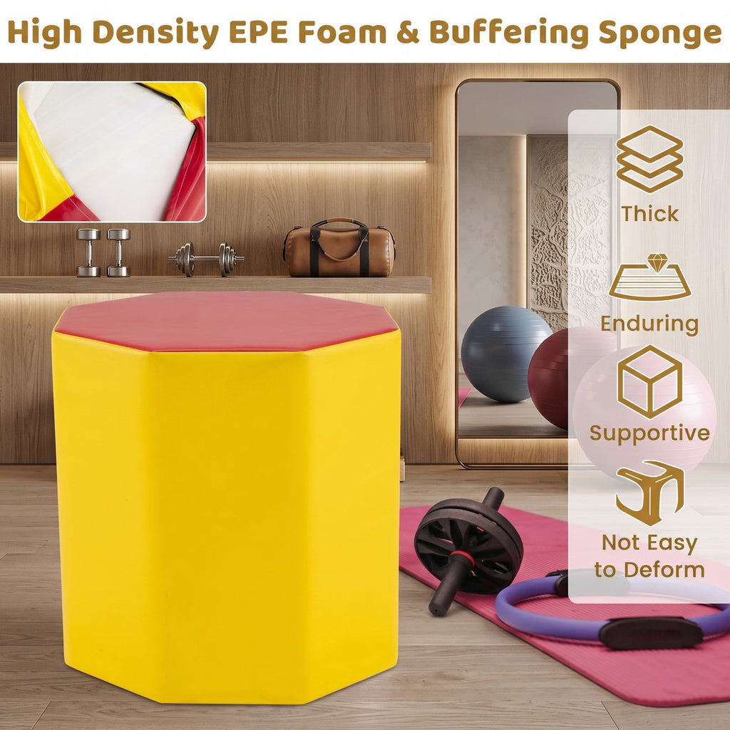 Airfind 24.5 Inch Octagon Gymnastics Mat with Zippered Cover for Kids Backbend Handspring and Tumbling Training, Yellow and Red