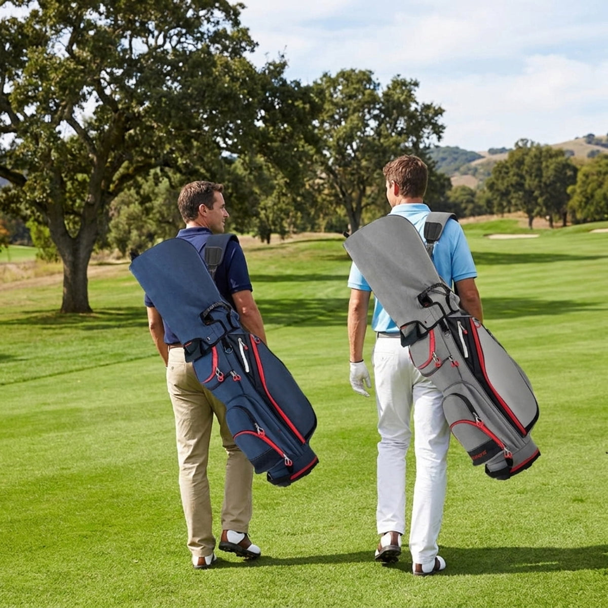 Airfind 14-Way Golf Cart Bag with Insulated Cooler Pocket and 10 Storage Pockets for Sports Equipment and Cold Drinks, Navy