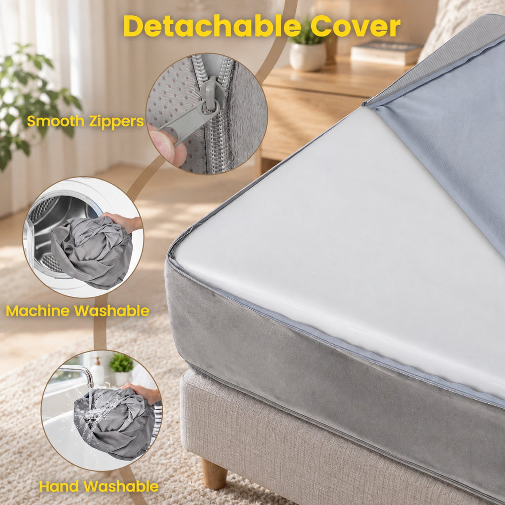 Airfind Cooling Gel Memory Foam Dog Bed for Medium Dogs with Washable Cover, Cooling Gel Memory Foam Silicone Polyester 25D Foam Frame, Light Gray