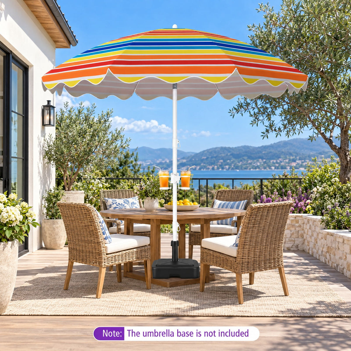 Airfind 6.5 FT Beach Umbrella UPF 50+ with Sand Anchor for Garden Pool, Polyester Fabric Metal Aluminum Alloy PP Frame, Blue Stripe