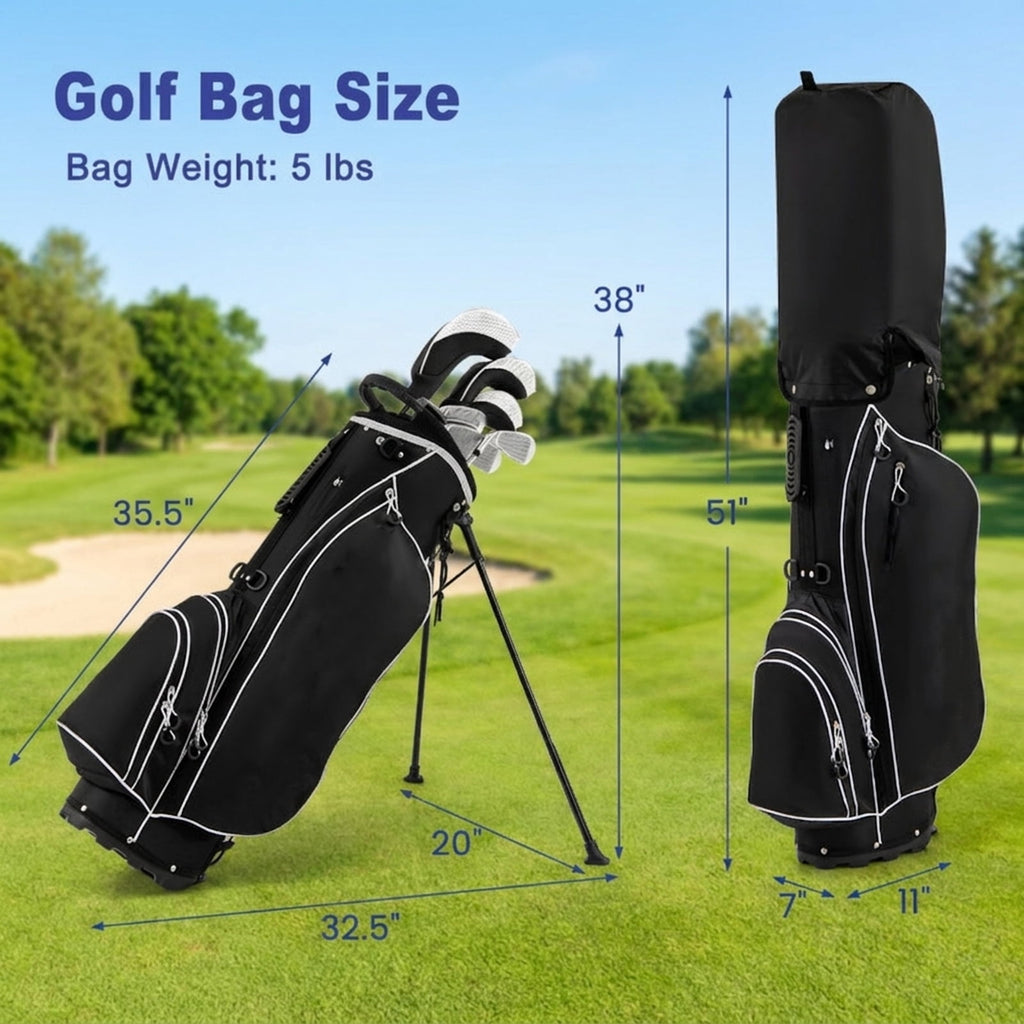 Airfind Right-Handed Golf Club Set for Adults with 11 Pieces Including a Titanium Driver and Stainless Irons Plus Putter and Premium Stand Bag as a Complete Golf Club Set, Dark
