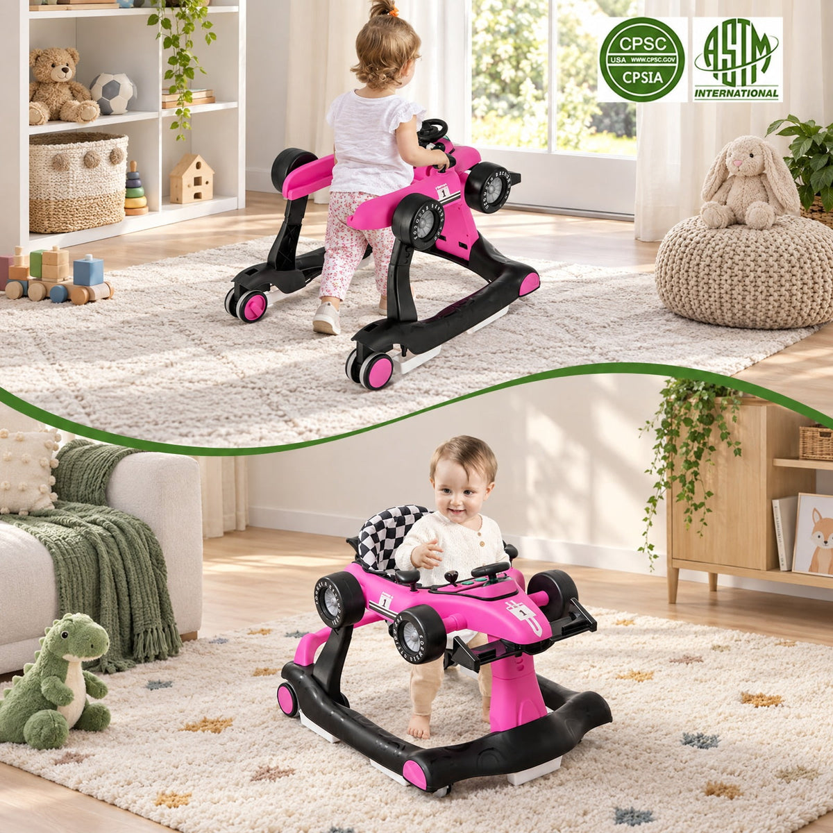 Airfind 4-in-1 Foldable Activity Push Walker with Adjustable Height, 25 lbs Capacity, PP polyester sponge Frame, 29 x 24 x 20/21/22 Footprint