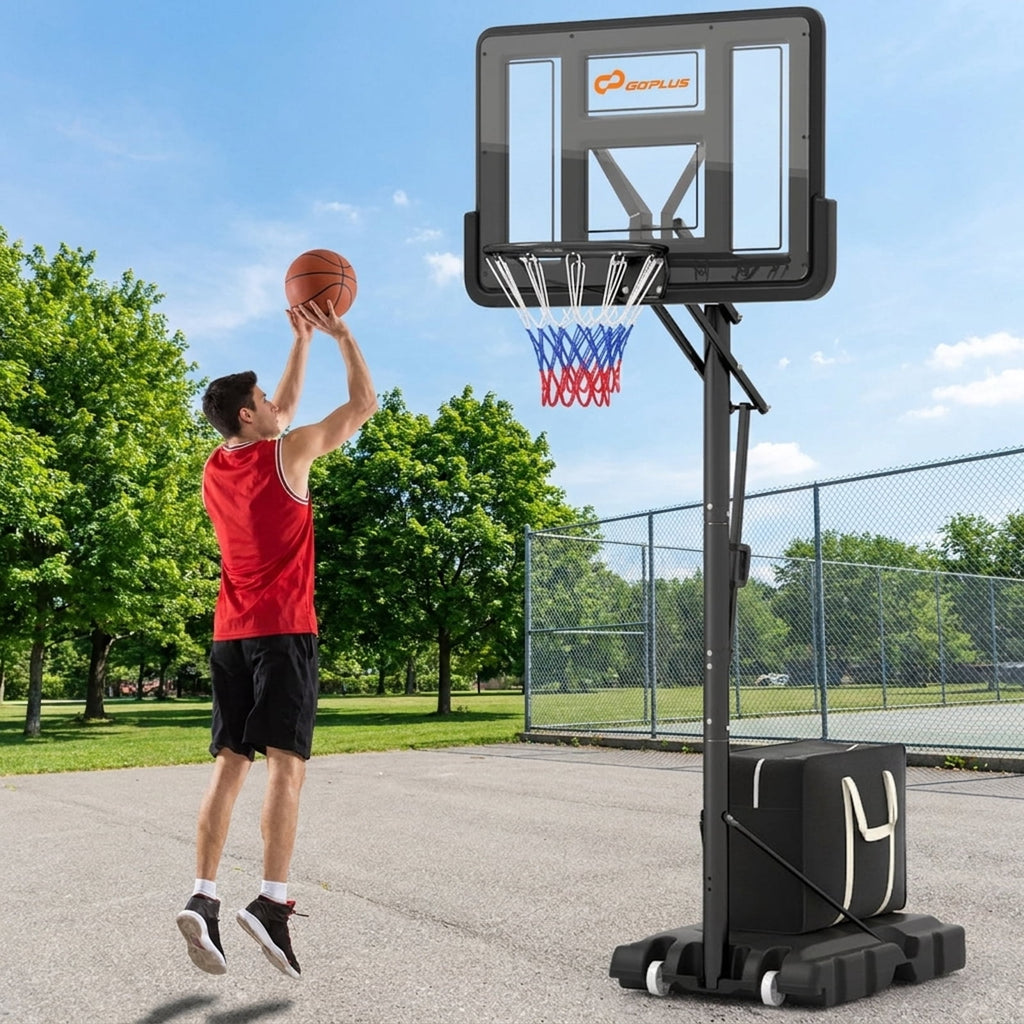 Airfind Portable Basketball Goal (4.6 to 10 ft Range) Stabilizing Base, Black