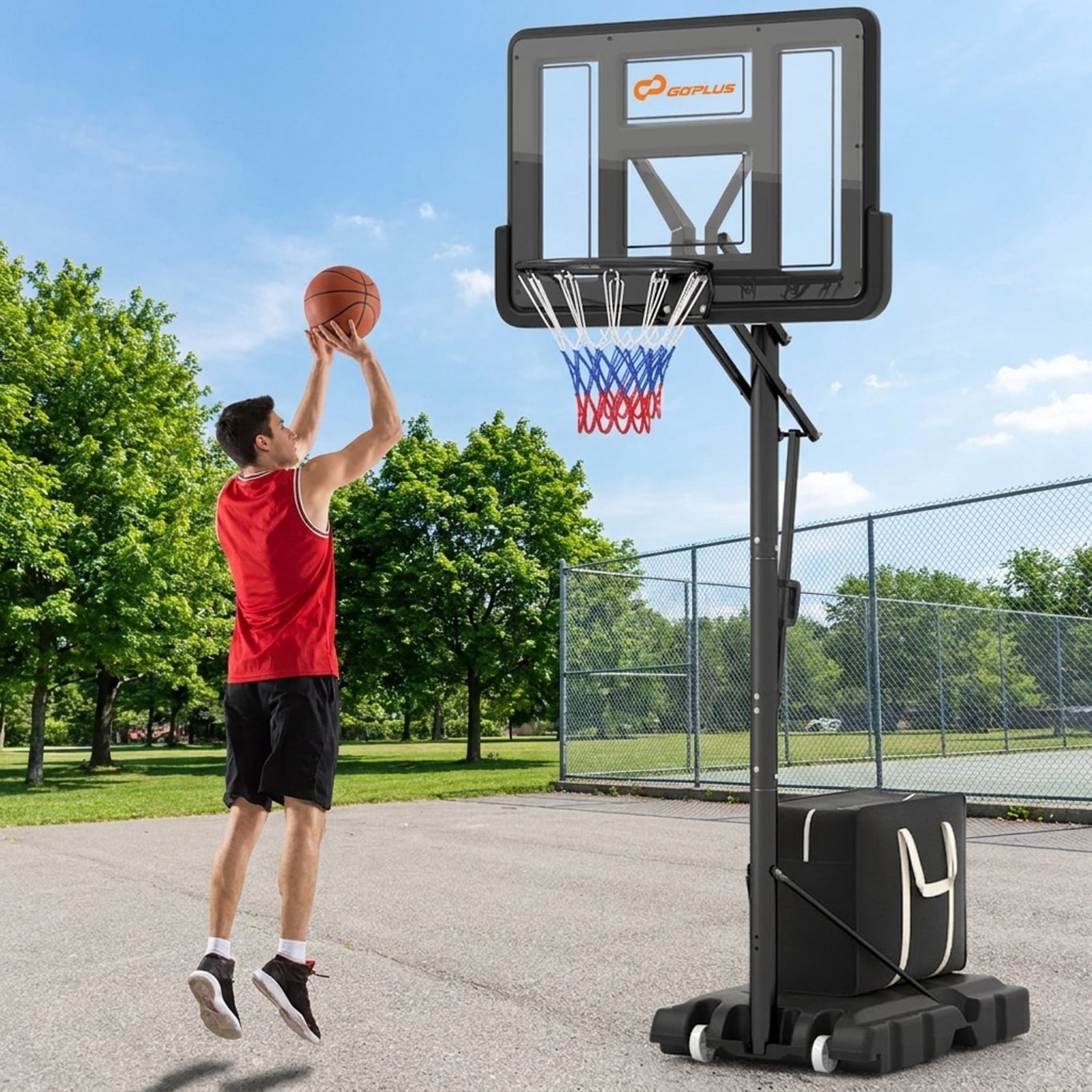 Airfind Portable Basketball Goal (4.6 to 10 ft Range) Stabilizing Base, Black